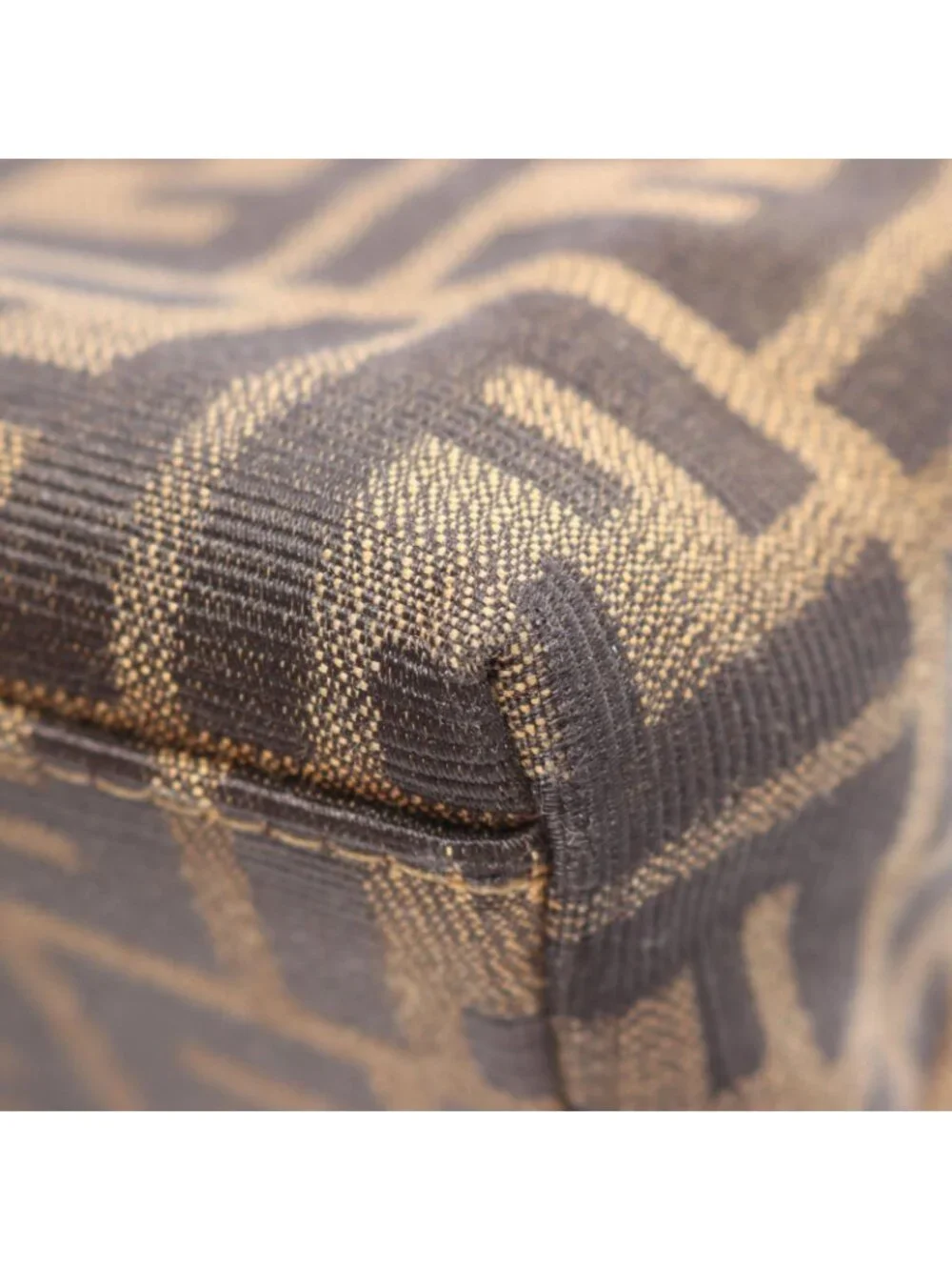 Fendi Tote Zucca Brown Black Canvas Leather